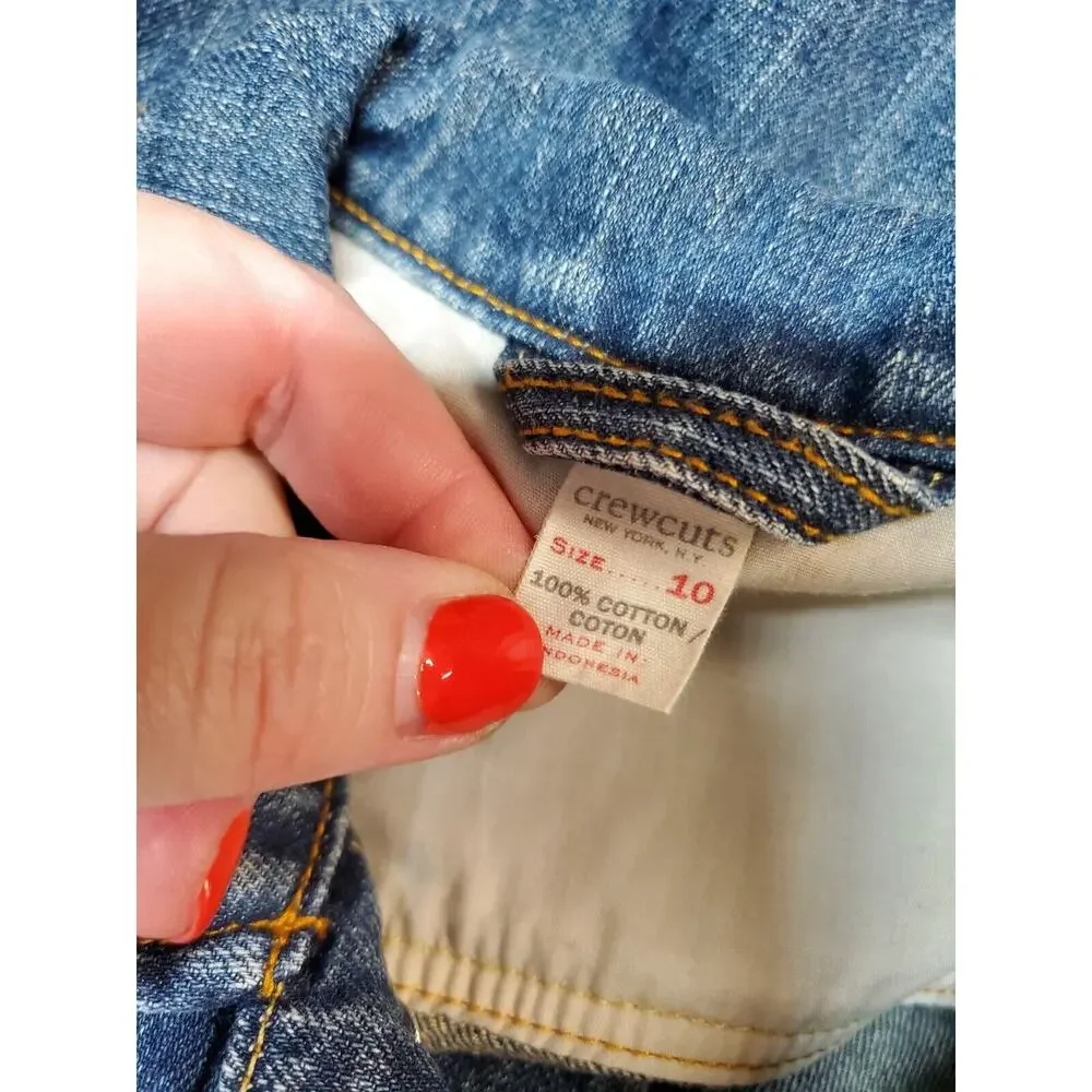 J‎ Crew Crewcuts Denim Jean Jacket Dark Blue Girls 10 Kids 100% Cotton